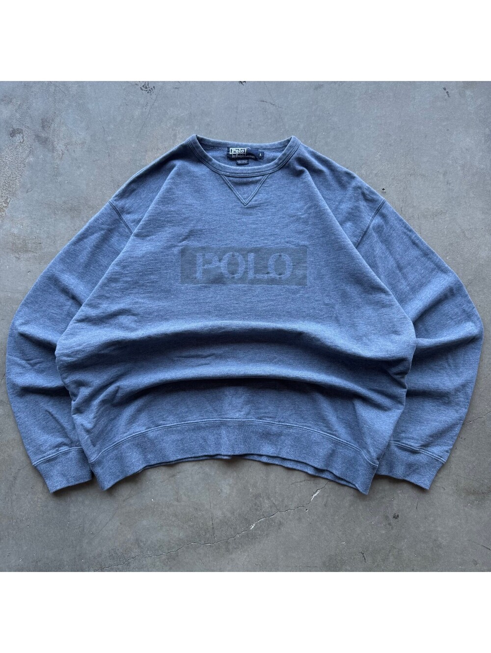Vintage 90s Polo Ralph Lauren Spellout Crewneck Sweatshirt Blue Men's Size L
